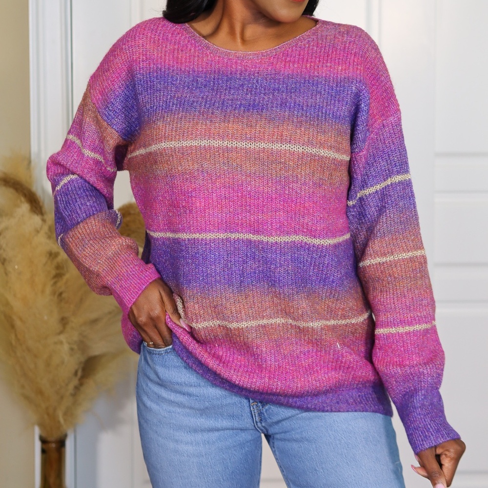 OMBRÉ MULTI COLOR SWEATER - Picture 3 of 10